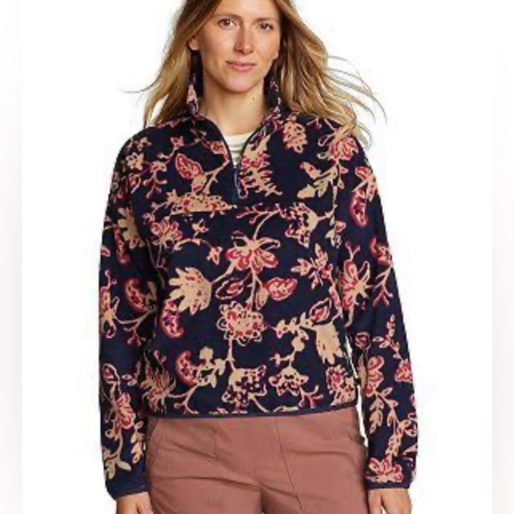 Eddie Bauer Quest fleece print pullover medium NWT